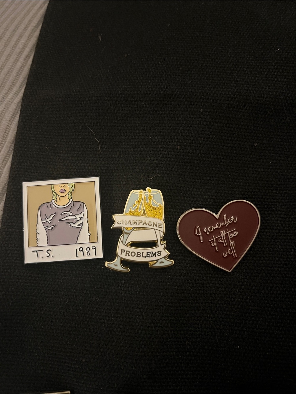 Taylor Swift Enamel Pin Trio - Black, Gold, Burgundy